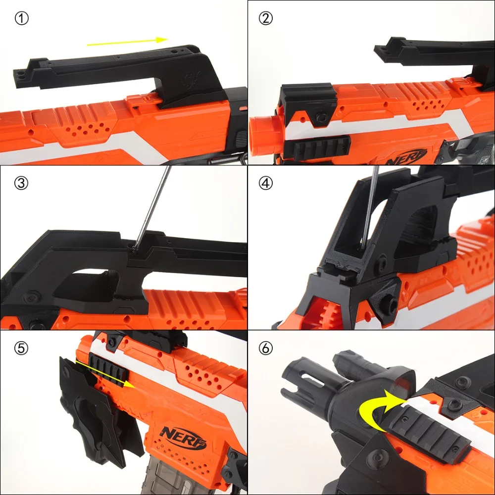 Рабочий F10555 3D печать № 193 Тандер тип передняя труба комплект для Nerf Stryfe черный украшения для Nerf пистолет модификации