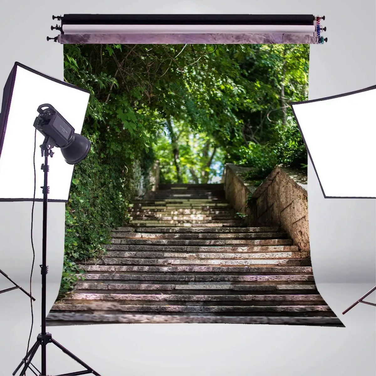 5x7ft каменная лестница фон для фотосъемки зеленое дерево пейзаж фотостудия
