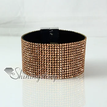 

leather crystal rhinestone snap wrap slake bracelets Ladies and male fashion bracelet cheap china fashion jewellery