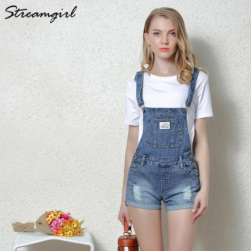 Женские шорты комбинезоны Streamgirl летние джинсовые с высокой талией большого