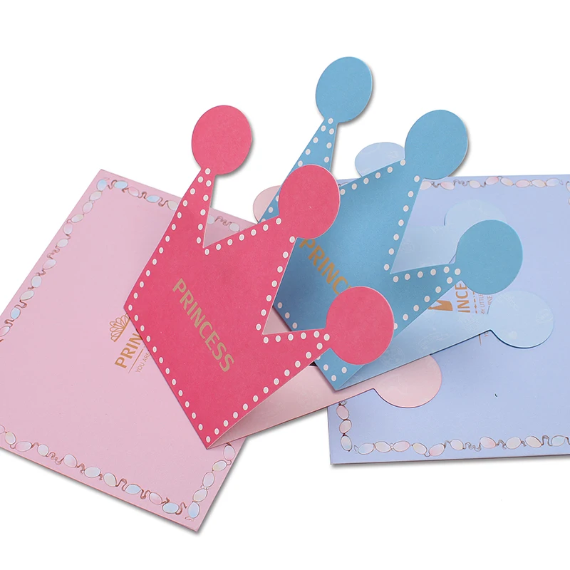 1 шт. kawaii prince Princess Bronzing конверт для поздравительной открытки Синий Розовый теплый мультфильм корона ребенок спасибо День рождения карты Подарочные принадлежности