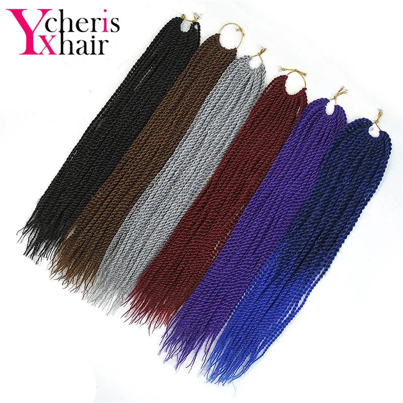 YXCHERISHAIR Омбре Сенегальские вьющиеся волосы крючком косы 18 дюймов Черные Длинные