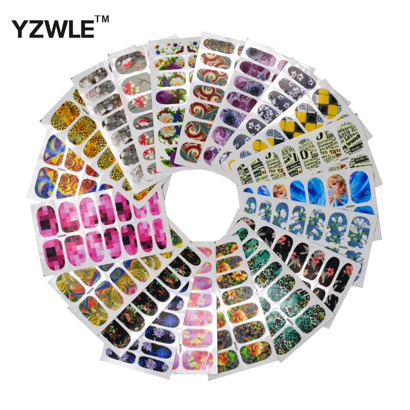 

YZWLE 2018 New Arrivals 10.5cm x 6cm DIY Decals Mix 20 Styles Nails Art Water Transfer Printing Stickers For Nails