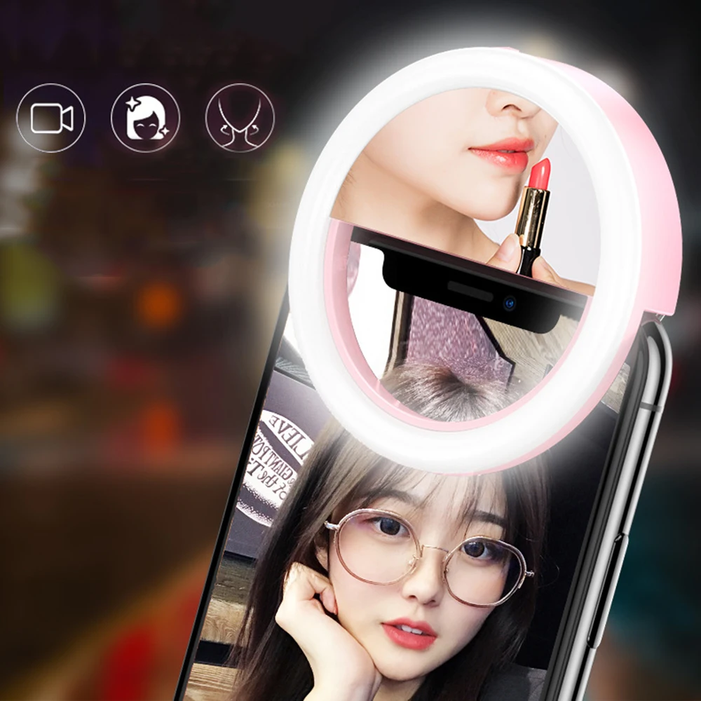

2019 new phone light supplement LED ring -timer lamp with mirror -timer -timer light fixture