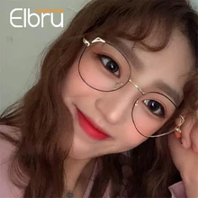 Elbru металлические оптические очки, оправа для мужчин и женщин,, анти-синий светильник, компьютерные очки, модные очки кошачий глаз, близорукость, оправы для очков