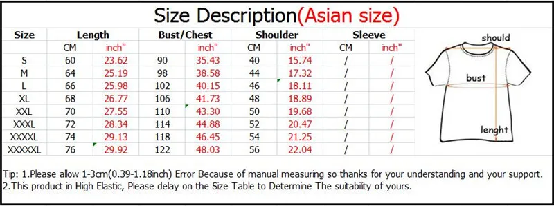 t shirts size chart