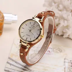 Новые женские повседневные часы с круглым циферблатом с заклепками из искусственной кожи ремешок наручные часы женские аналоговые