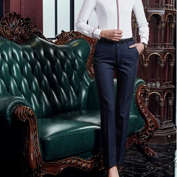 

Plus Size 4XL Formal OL Styles Slim Fashion Striped Business Women Pants Ladies Trendy Skinny Leggings Pants Trousers Capris