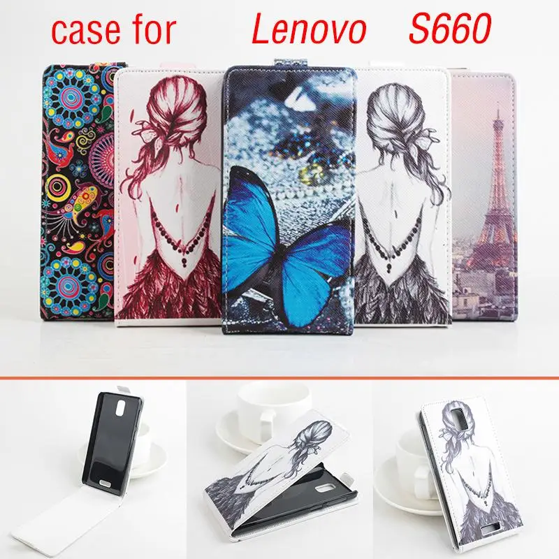 

Fashion Leather Cases For Lenovo S660 Butterfly Flower Tower Pattern Wallet Phone Case Cover Card Slot