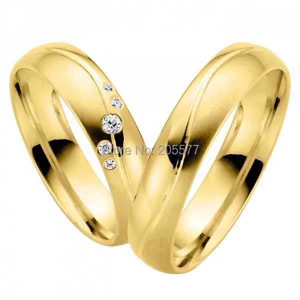 Мода ювелирные изделия желтого золота Покрытие ручной работы Титан Подарок на годовщину свадьбы парные кольца