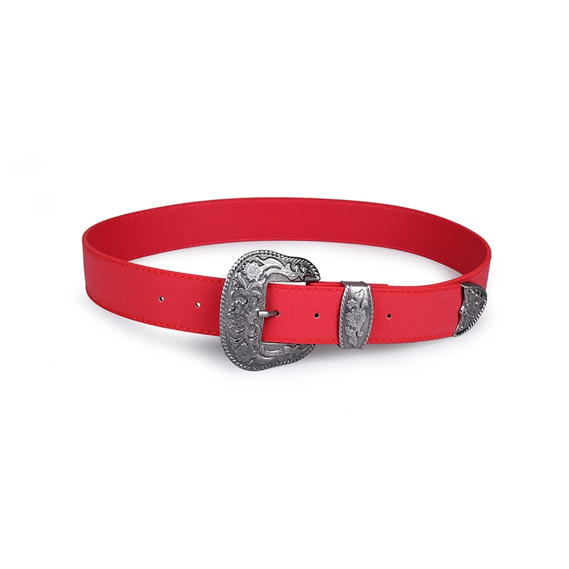 

Angry Snake Women's Belt Fashion Grace High Quality Red belt Comfort Suede Retro Vintage Metal lady belt