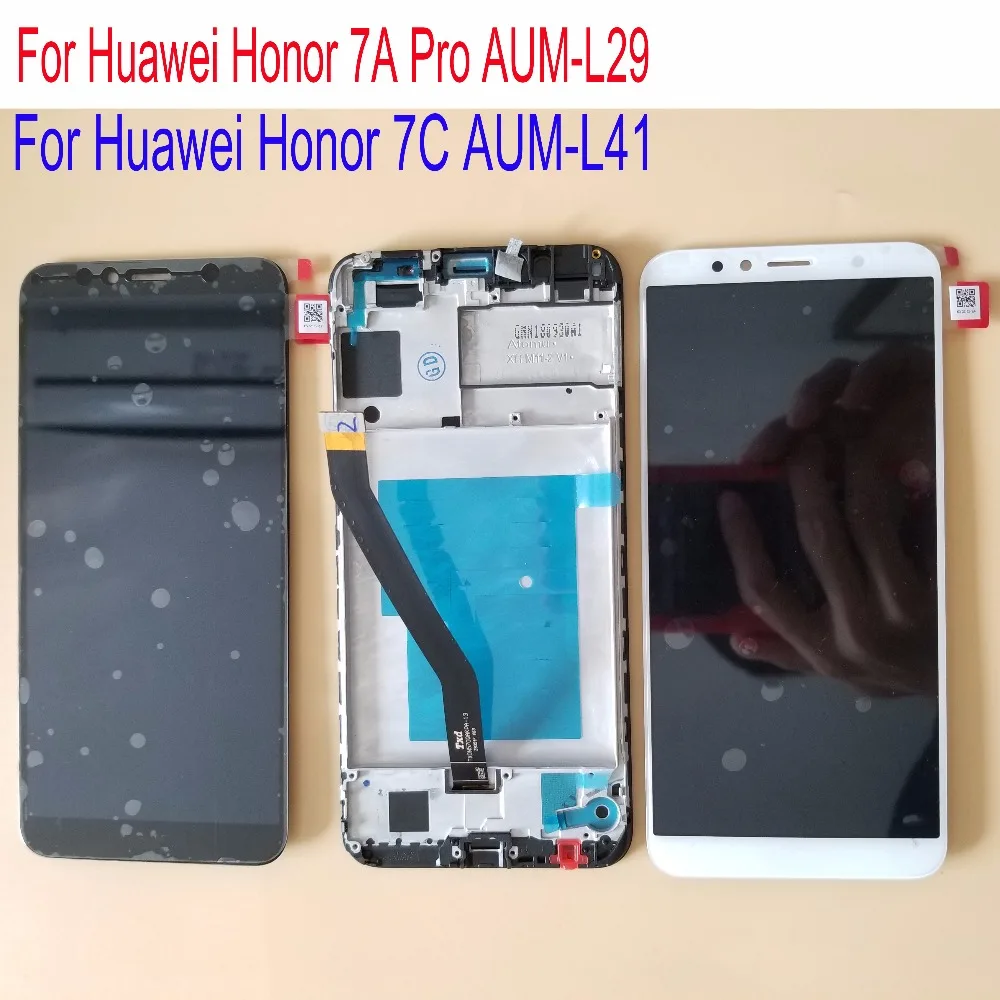Ceny Z ramką 5.7 nowy dla Huawei Honor 7A Pro AUM L29 LCD Dsplay montaż digitizera ekranu dotykowego dla honoru 7C AUM L41 LCD