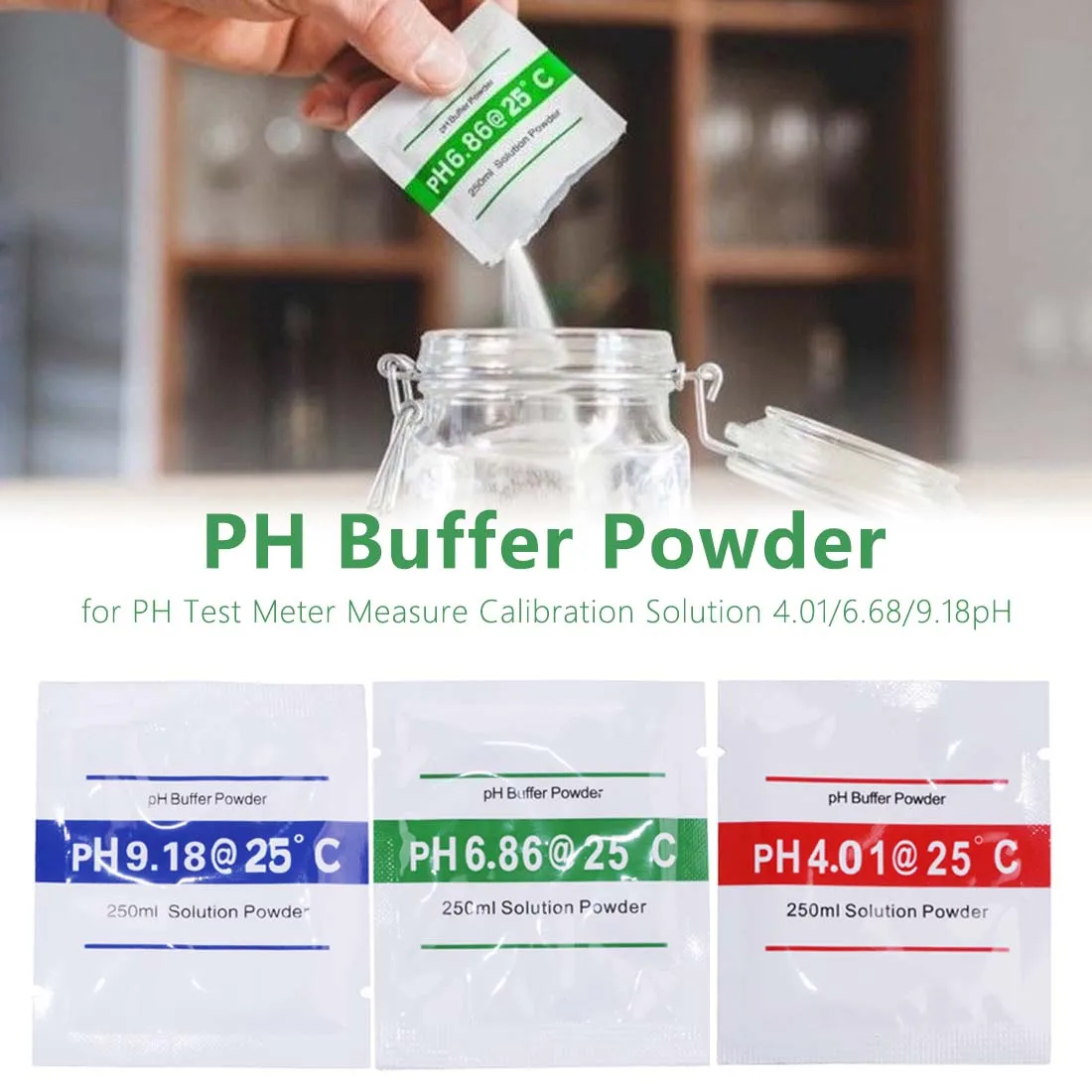 12-Pack PH Buffer Powder for PH Test Meter Measure Calibration Point 4.00 6.86 9.18 