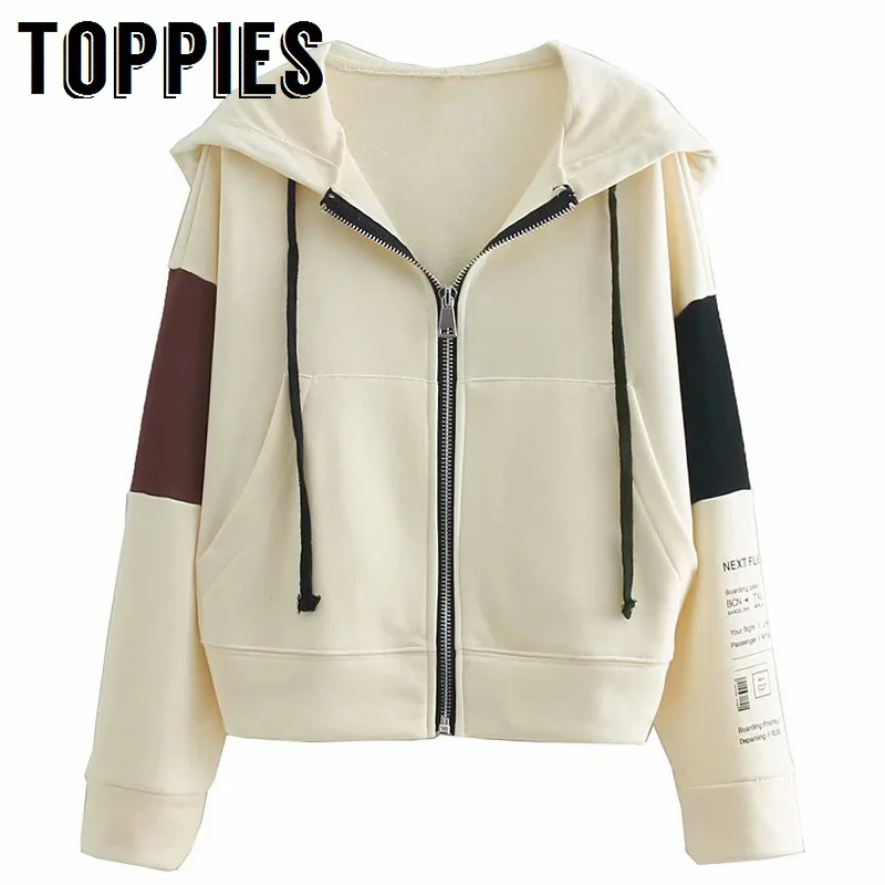 

Hooded Sweatshirts Women Long Sleeve Spliced Zipper Hoodies Loose Sports Sweatshirts Casual Streetwear