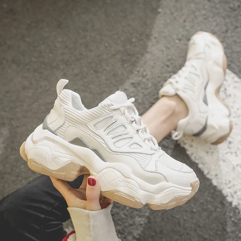 white chunky sneakers for women