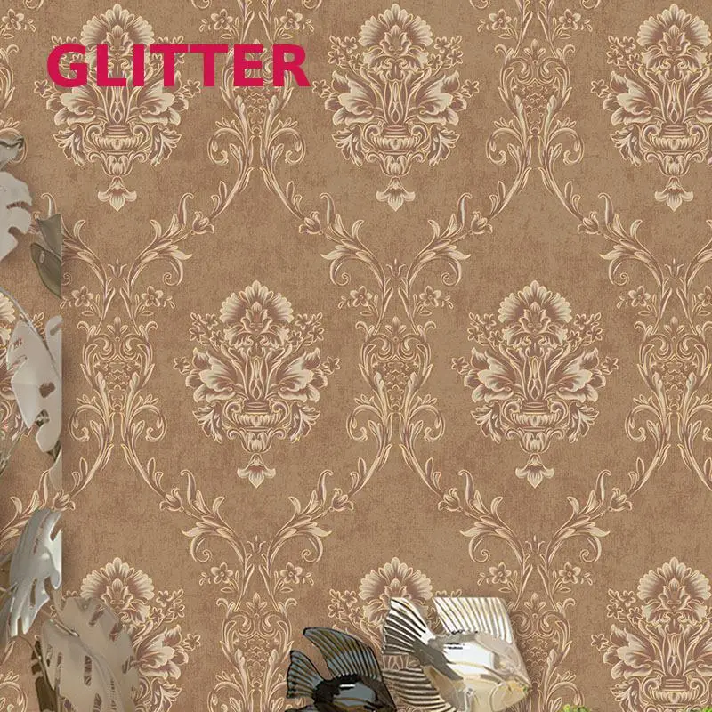 

European Style 3d Embossed Wallpaper Roll Brown Living Room Background Wall Papers Home Decor Luxury Wallpaper Wholesale Sales