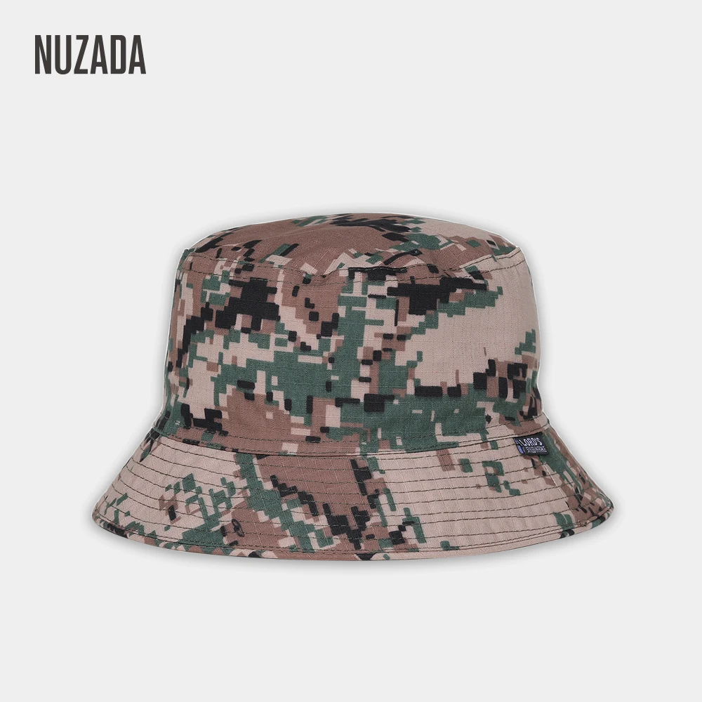 

NUZADA Camouflage Style Men Women Couple Fisherman Bucket Hat Caps Summer Autumn Spring Double Layer Fabric Cotton Hats