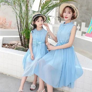 

2019 Summer Beach Dress Family Look Matching Mother Daughter Dresses Mom and Daughter Dress Mommy and Me Clothes Big Sister