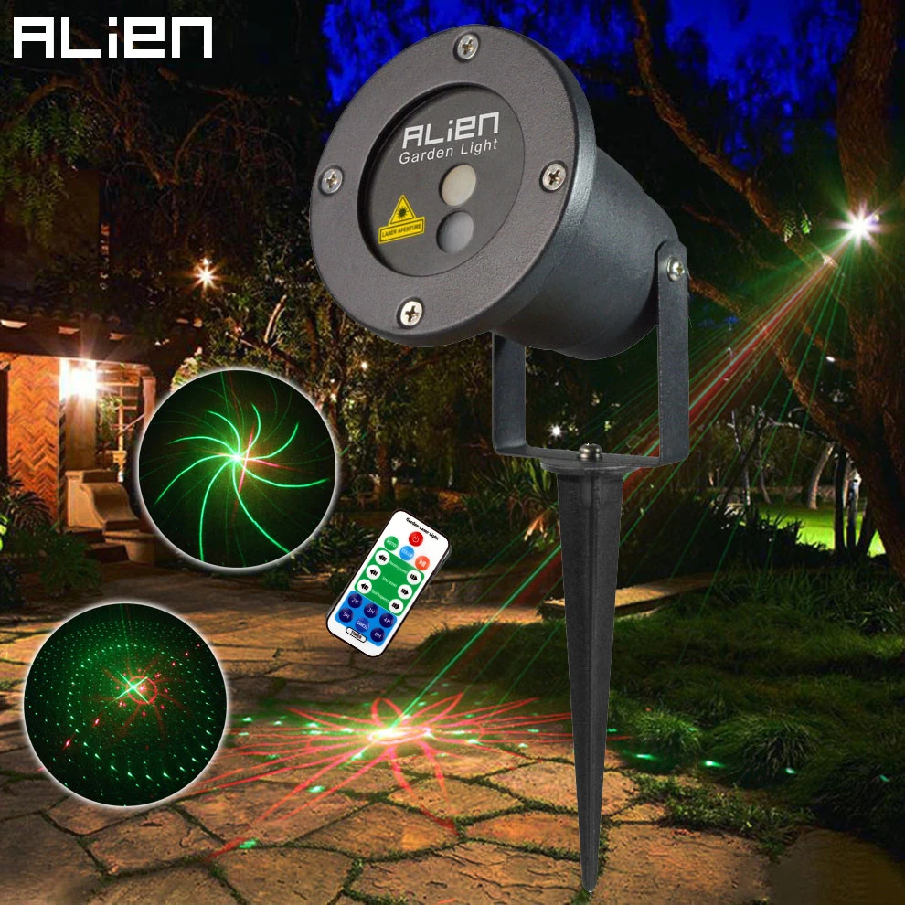 comprar ALIENÍGENA 8 Padrões Remoto À Prova D Água Paisagem Iluminação Do Gramado Do Jardim Ao Ar Livre Natal Luzes de Laser Vermelho e Verde do Laser Luz Do Projetor