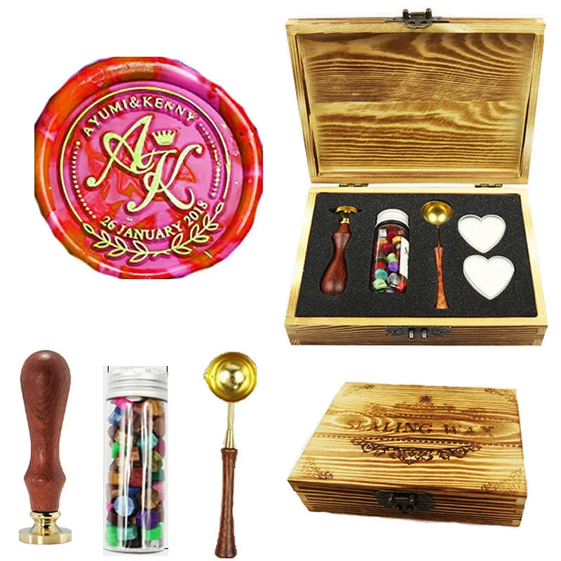  signature custom Personalized Names Letters Monogram Date Wax Seal Stamp Gift Packing Greeting Card - 33005993024