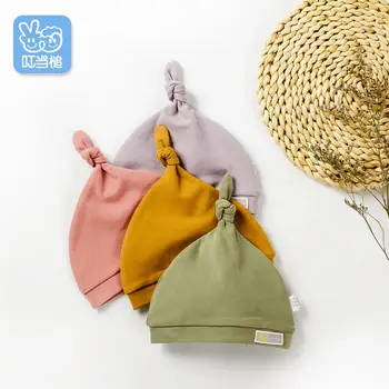 

2019 Cotton Newborn Baby Knot Beanies Girls Sleep Caps