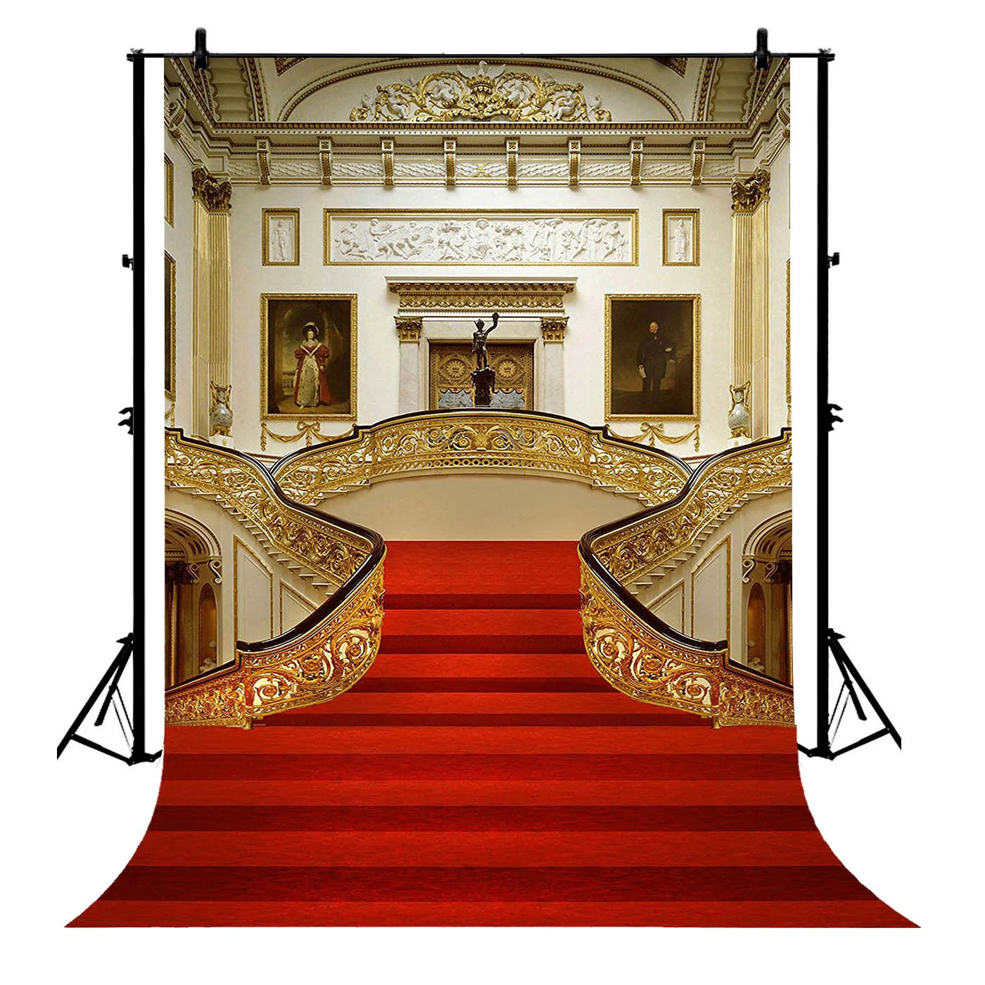 5x7ft Palace Red Carpet Vintage Stair Polyester Photo Background Portrait Backdrop