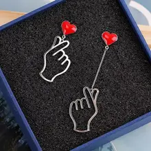 Европейская и американская мода темперамент дамы асимметричные, чем Сердце Длинные серьги тонкий личности серьги