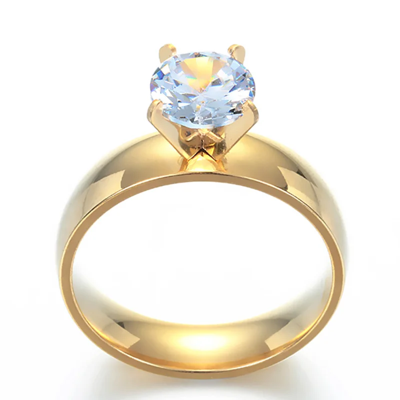 Romantic Wedding Rings For Lover Gold-Color Stainless Steel Couple Rings For Engagement Party Jewelry Wedding Bands