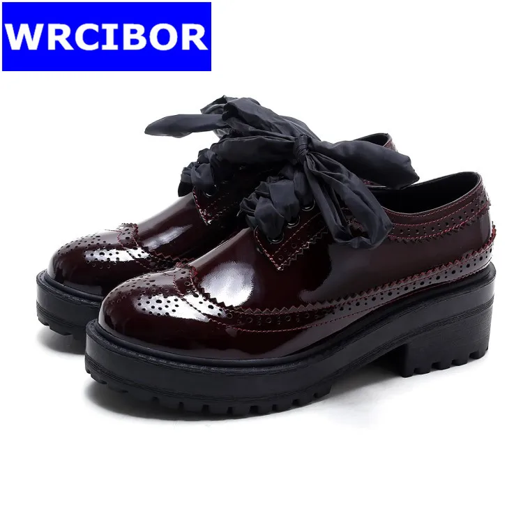 Fretwork Vintage Brogue Shoes font b Woman b font Platform Flats Lace up font b Women