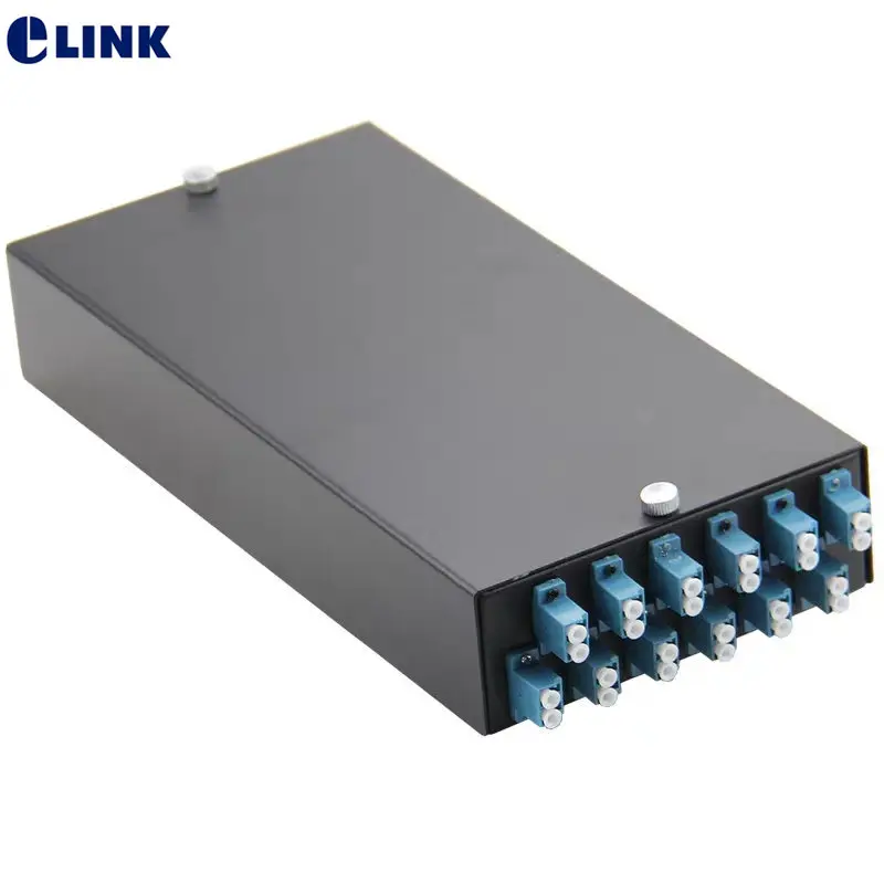 fiber optic termination box 24 core fully installed LC pigtail&adapter SPCC 12 ports patch panel ftth distribution thickened