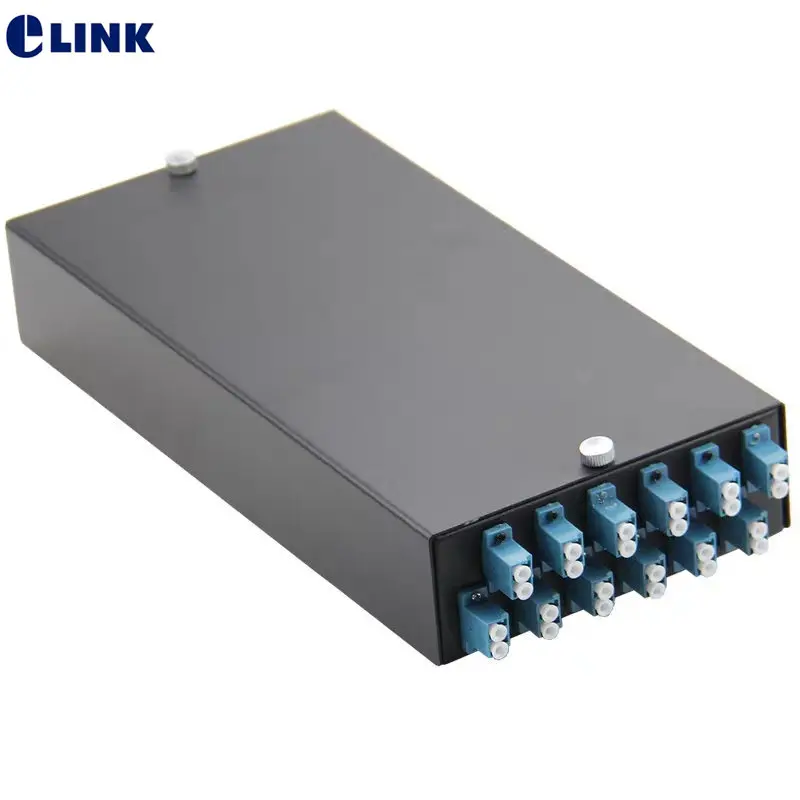 

24 core fiber optic termination box fully installed LC pigtail&adapter SPCC 12 ports patch panel ftth distribution thickened