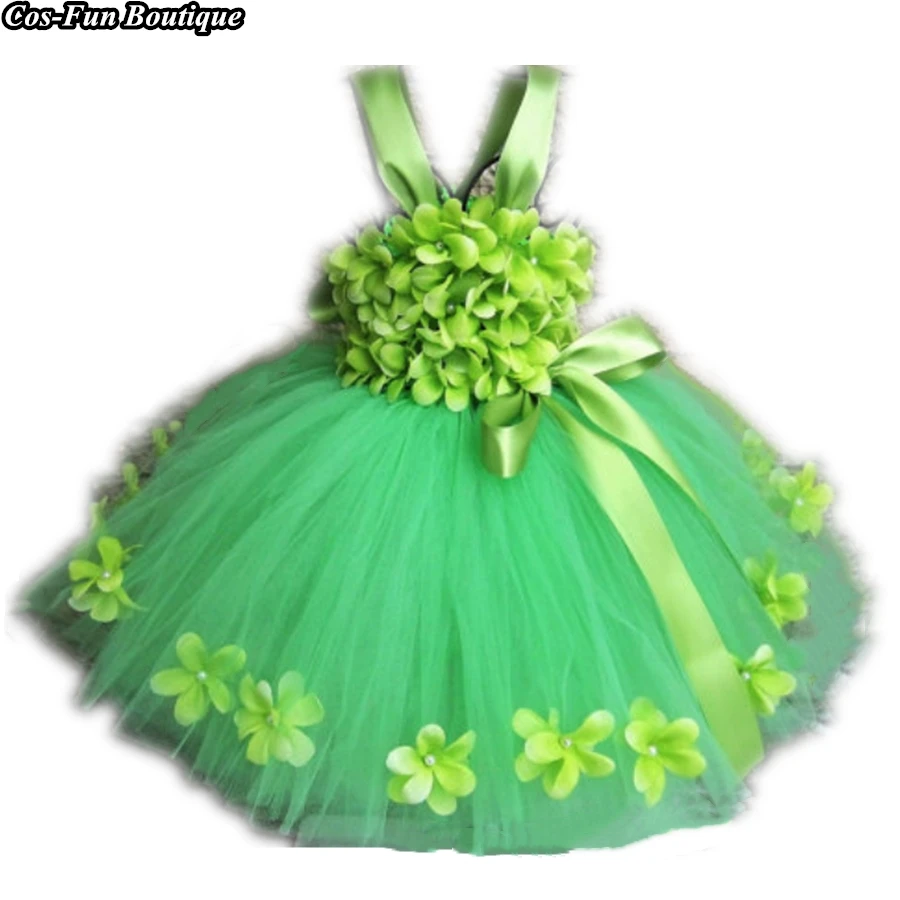 

Green Flowers Girl Tutu Dress Princess Dress Puffy Tulle Birthday Wedding Party Costume for Kids Dresses For Girls Clothes w195