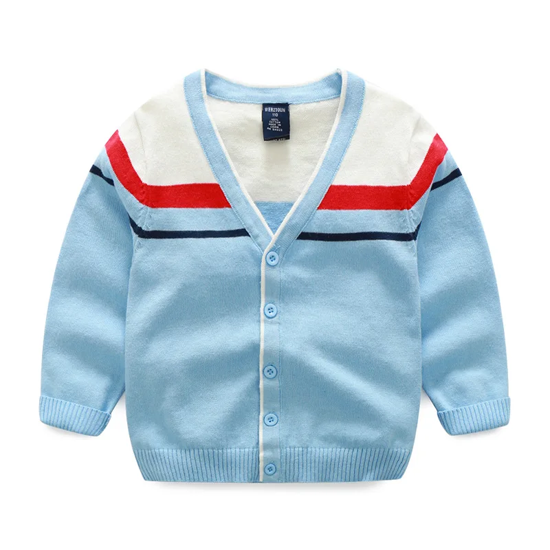 Knitted Boys Sweaters Striped Cotton Kids Cardigan Sweaters Long Sleeve
