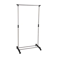 IKAYAA Adjustable Castor Wheels Rolling Garment Rack Rail Clothes Hanger AD Z7X7