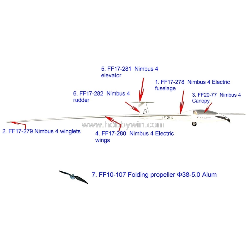 Nimbus 4000mm Electric Glider with brake Retract Motor Propeller Spinner Esc Servo RC Model Fiberglass Sailplane