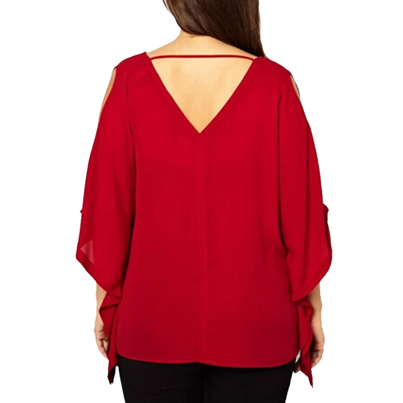Laamei 2018 Plus Size 6XL Women Casual Loose Chiffon Shirts Sexy Off Shoulder Hollow Out Blouse Slim Summer Spring Blusas Shirt Blouses
