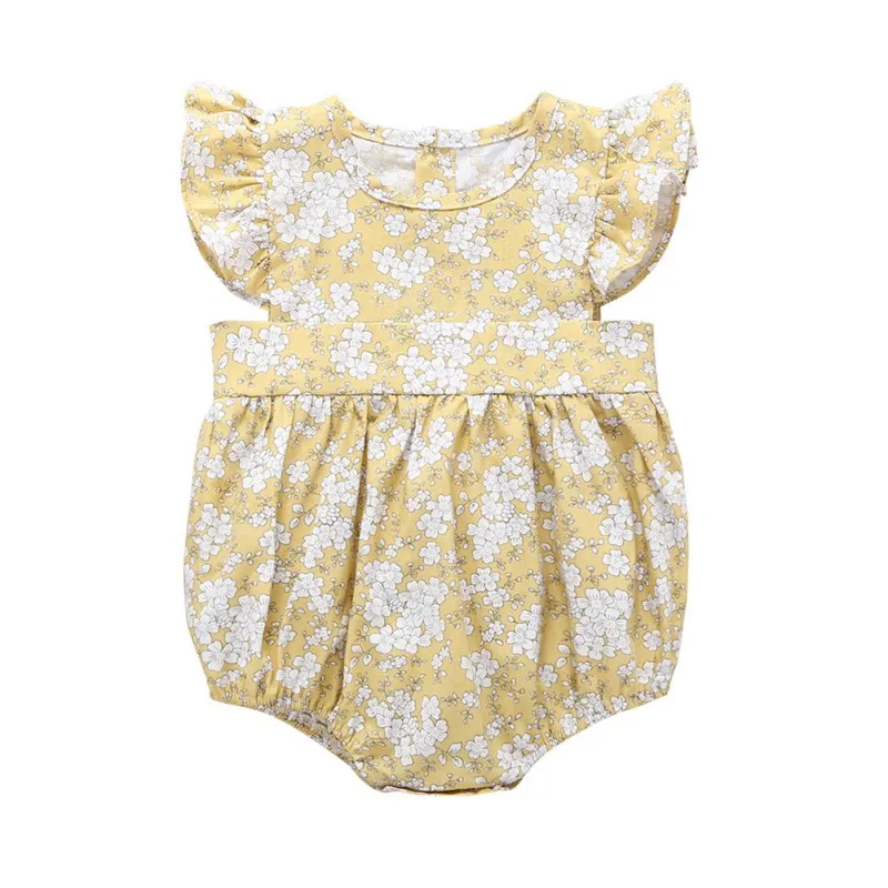 

Summer Newborn Baby Girls Family Match Rompers + Dress Flare Sleeve Floral Pattern Bodysuit Romper/Dress Beachwear