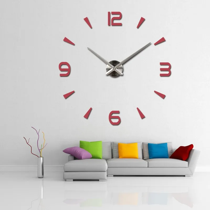 ZOTOONE Big Mirror Wall Clock Modern Design 3D Clocks Quartz Watch Wall Acrylic Diy Stickers For Living Room Wedding Decoration