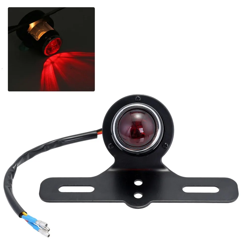 

Universal Motorcycle License Plate Rear Brake Tail Light Lamp for Harley Bobber Chopper Cafe Racer Black D15