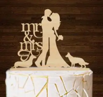 

personalized Mr And Mrs Kissing Silhouette Wooden Wedding Cake Toppers Couple Bride and Groom Kiss Love Arrow party decorations