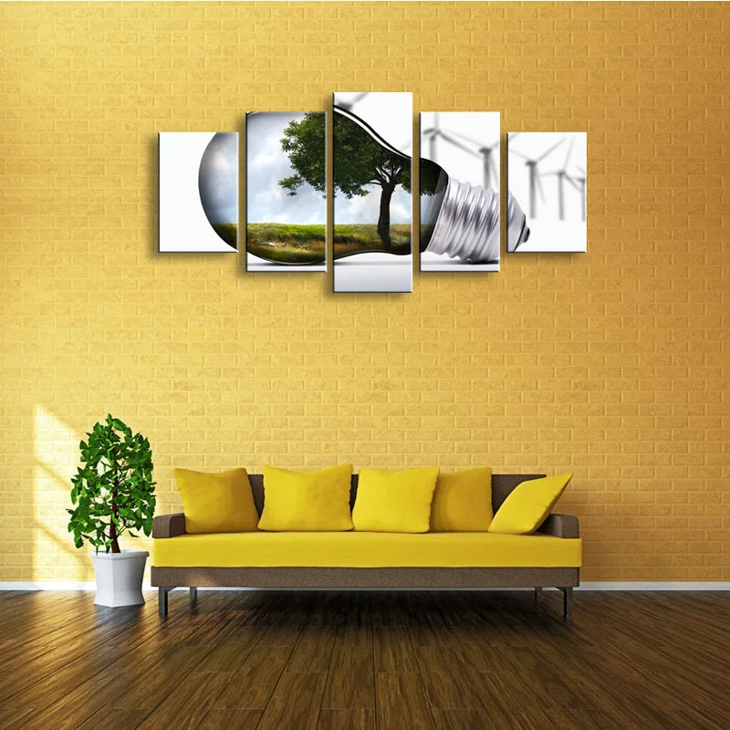 5 pieces high-definition print light bulb canvas oil painting poster and wall art living room picture SD-005 (6)