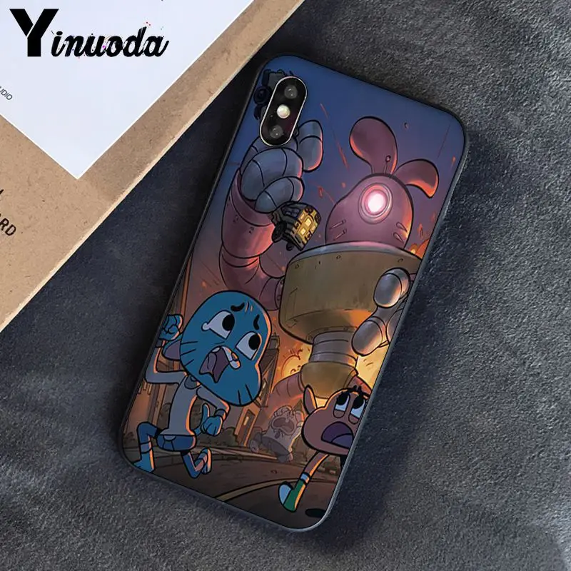 Yinuoda удивительный мир Gumball gumball новое поступление черный чехол для телефона iPhone 8 7 6 6S 6Plus 5 5S SE XR X XS MAX Coque