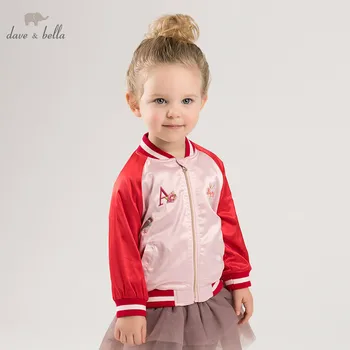 

DB10493 dave bella spring baby girl jacket children fashion red pink outerwear kids coat