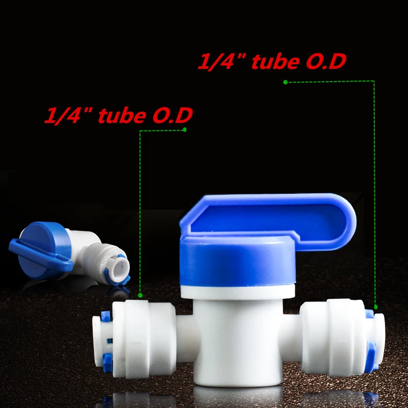 

Equal Straight Union 1/4" Tube OD Hose Quick Connection Ball Valve For RO Water Reveser Osmosis System Fittings 10PCS/PACK