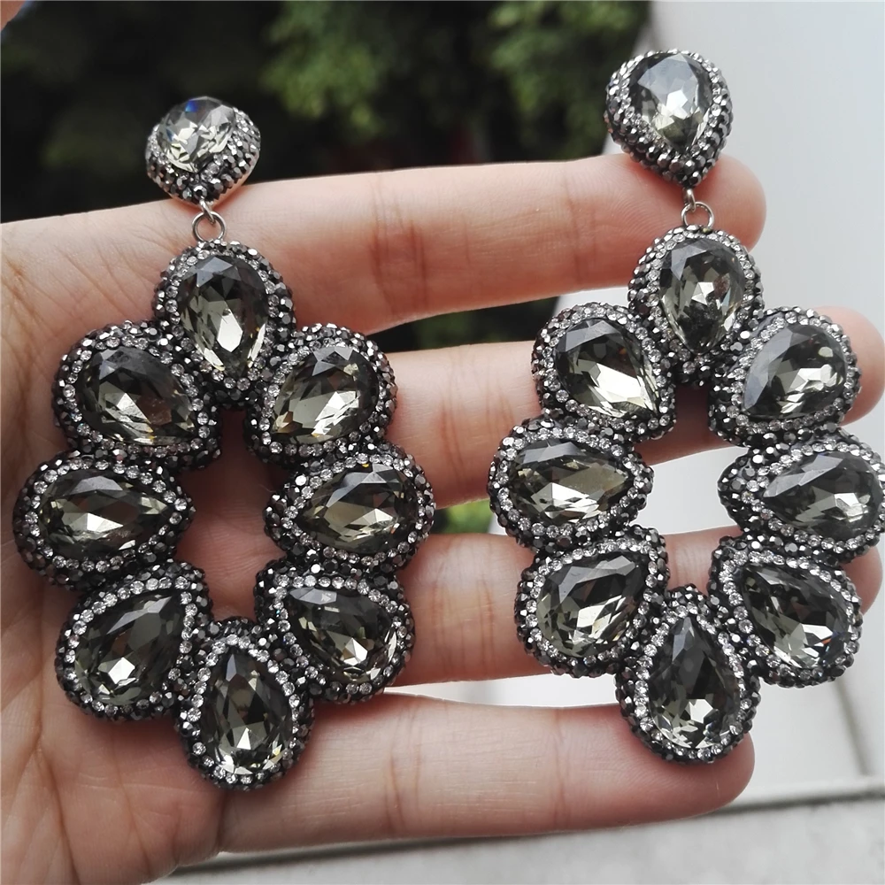 handmade jewelry color of tea cyan water drop translucent crystal pave