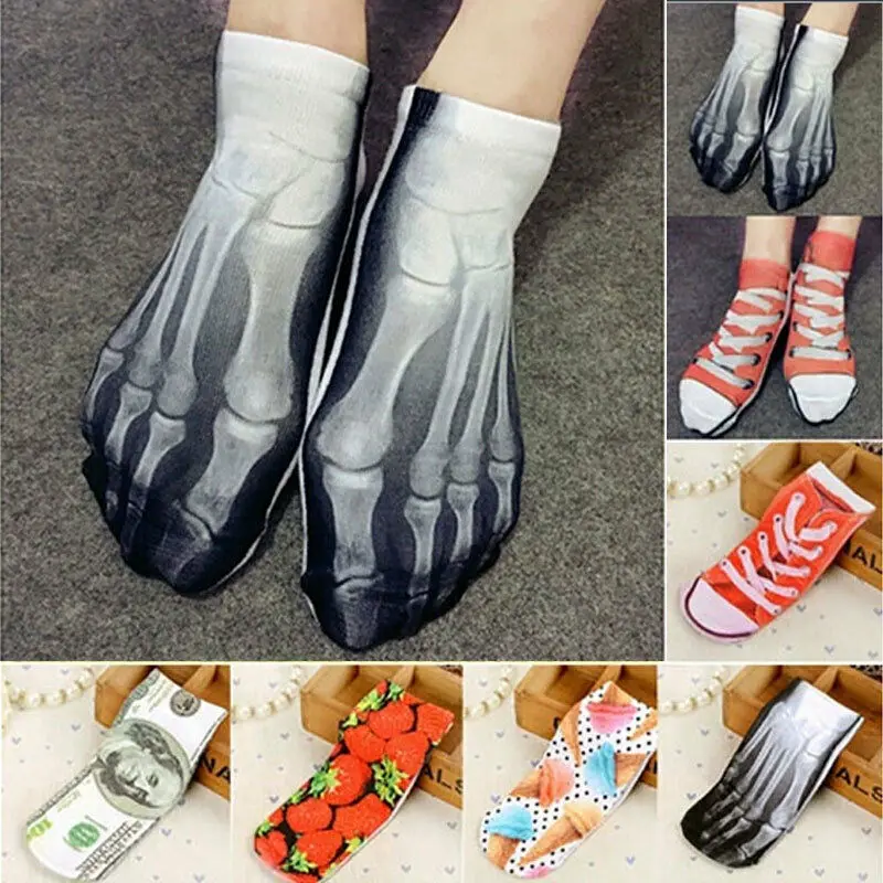 

New Summer Men Women Short Socks Funny Kawaii Colorful Ankle Socks 1 Pair 3D Painting Art Happy Boat Socks Hot Unique
