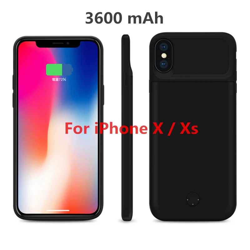 NTSPACE ультра тонкий внешний аккумулятор задняя крышка для iPhone XS Max XR портативный чехол с зажимом для зарядки аккумулятора чехол для iPhone X XS чехол для питания - Цвет: Black for X Xs