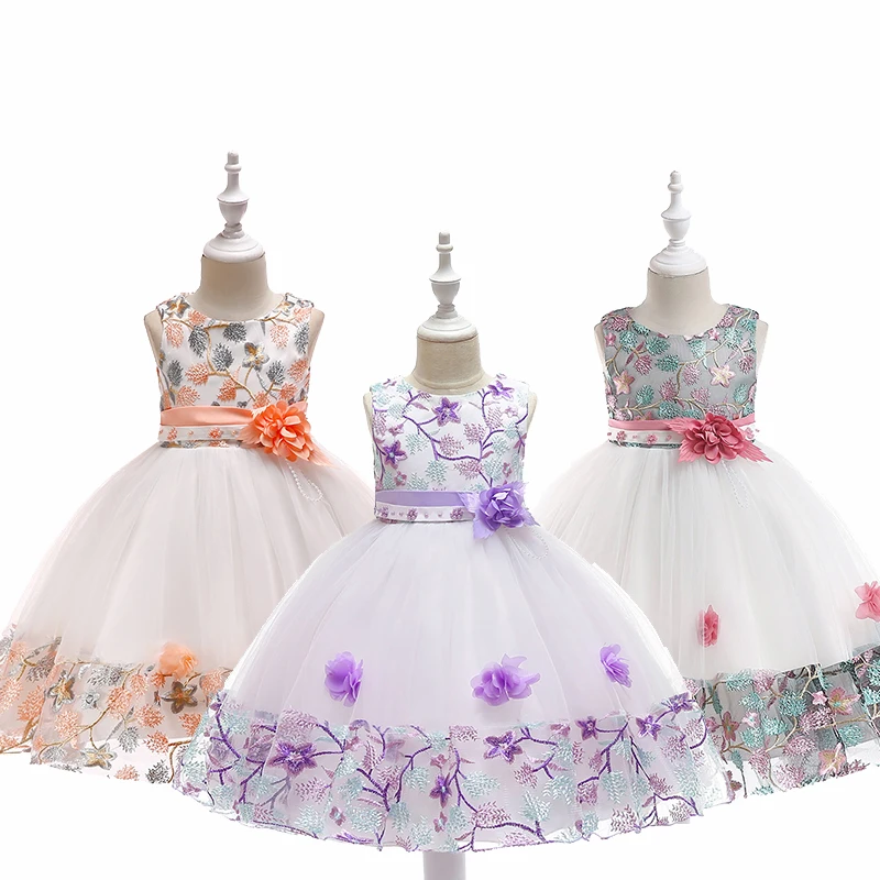 Нарядные платья для маленьких девочек, детское модное шелковое платье принцессы с вышивкой для маленьких девочек на свадьбу