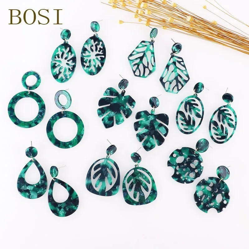 

green Geometric Acrylic Earrings For Women Resin Earings Boho Fashion Round Jewelry Big Long Drop Earring Trendy Statement New