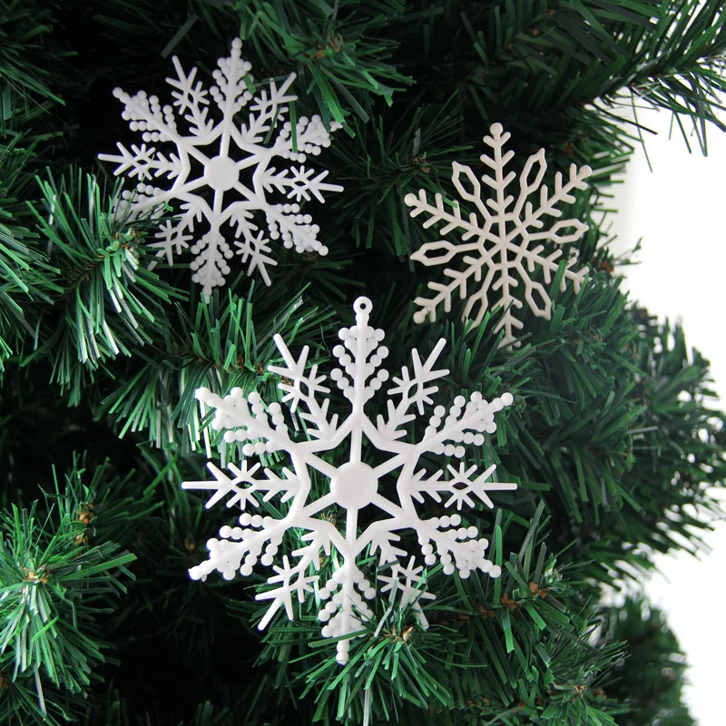 

1 Pack DIY White Plastic Fake Snowflakes For Home Christmas Party New Year Xmas Tree Pendants Ornaments Window Decoration